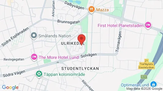 Rooms for rent i Lund - kort over placeringen