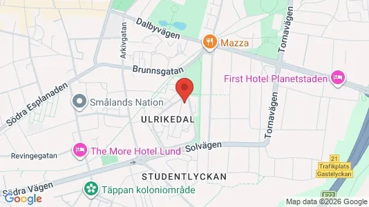 Rooms for rent i Lund - kort over placeringen