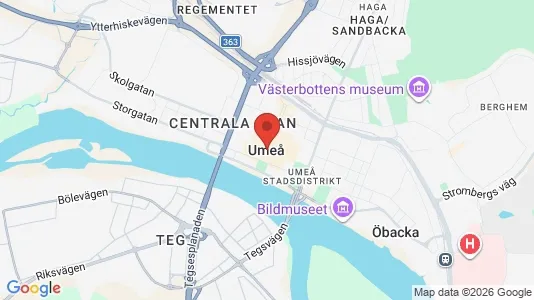 Rooms for rent i Umeå - kort over placeringen