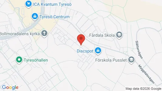 Rooms for rent i Tyresö - kort over placeringen
