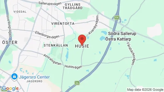 Houses for rent i Husie - kort over placeringen