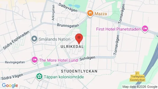 Rooms for rent i Lund - kort over placeringen
