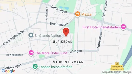 Rooms for rent i Lund - kort over placeringen
