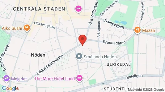 Rooms for rent i Lund - kort over placeringen
