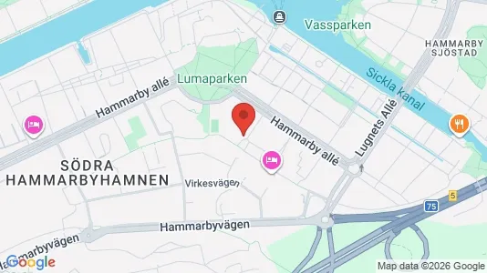 Rooms for rent i Hammarbyhamnen - kort over placeringen